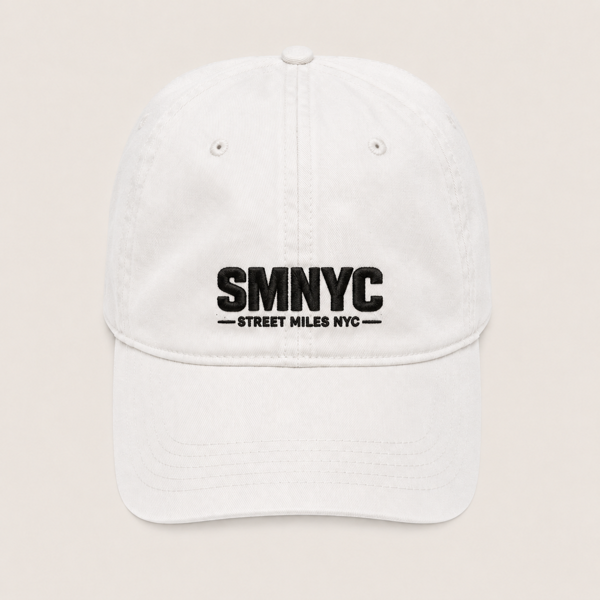 SMNYC WHITE Bio-Washed Dad Hat