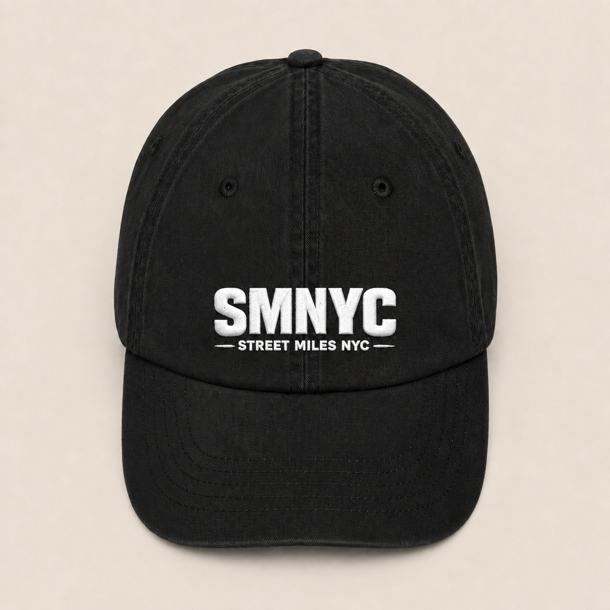 SMNYC BLACK Bio-Washed Dad Hat