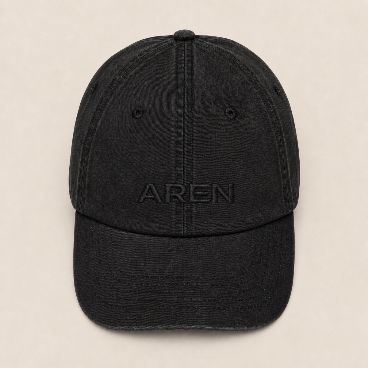 AREN BLACK Bio-Washed Dad Hat