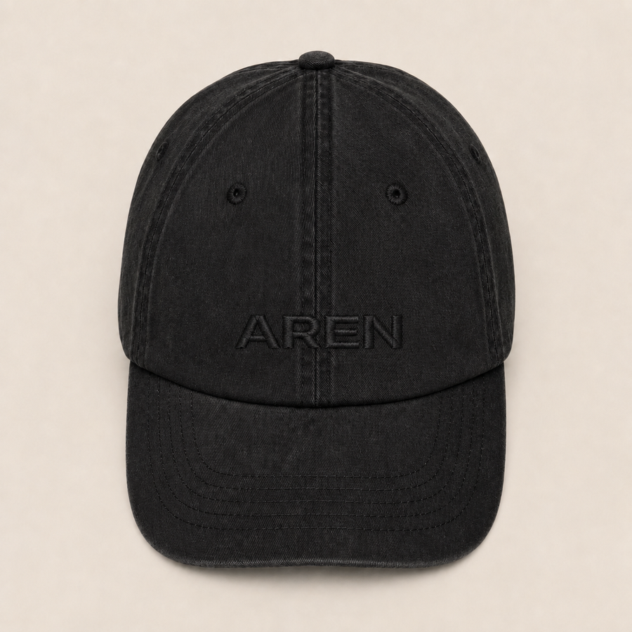 AREN BLACK Adult Bio-Washed Dad Hat