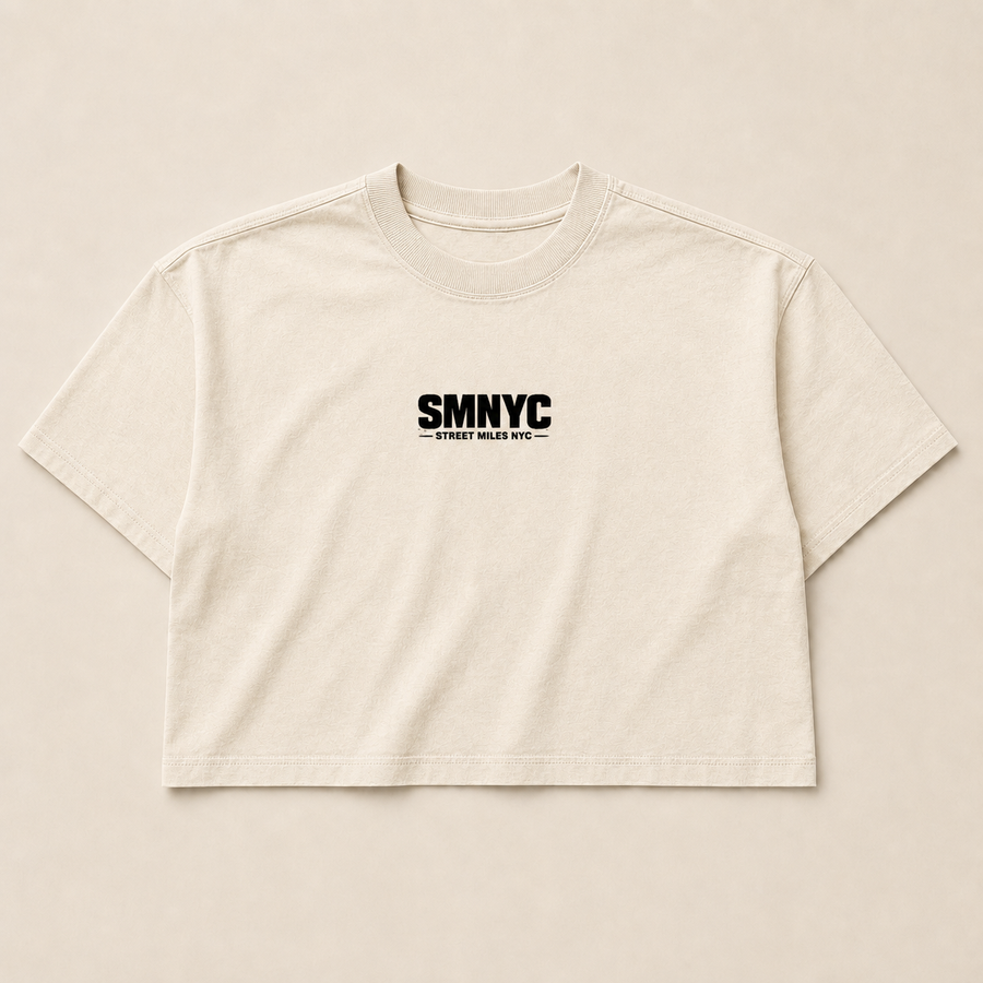 SMNYC FADED BONE Heavy Faded Crop Tee