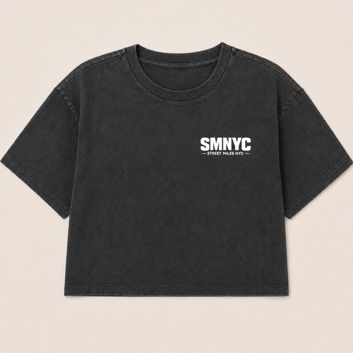 SMNYC FADED BLACK Heavy Faded Crop Tee