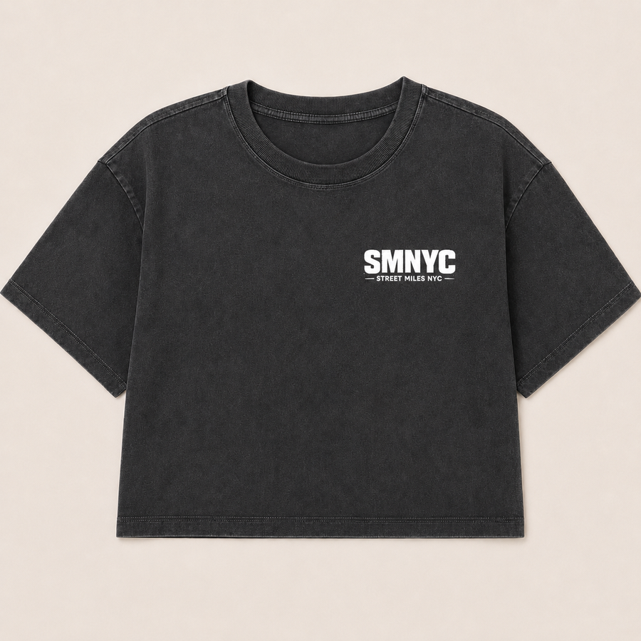 SMNYC FADED BLACK Heavy Faded Crop Tee