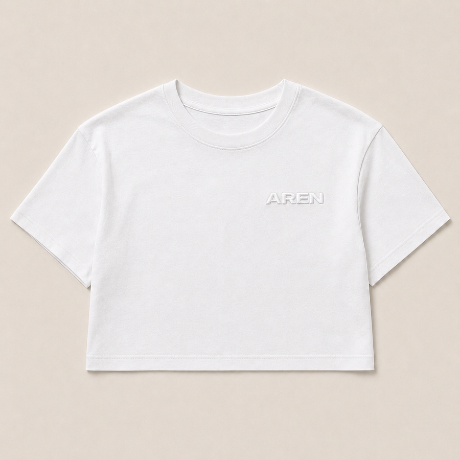 AREN WHITE Wo's Martina Crop Tee