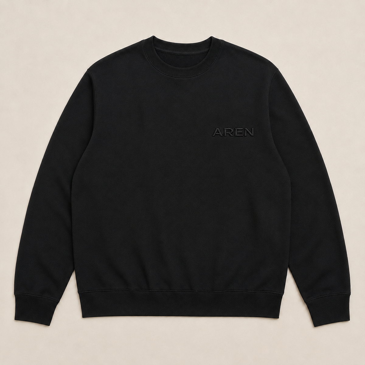 AREN BLACK Organic French Terry Crew