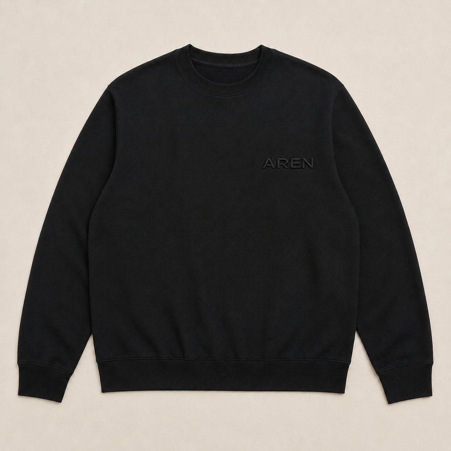 AREN BLACK TONAL Organic French Terry Crew