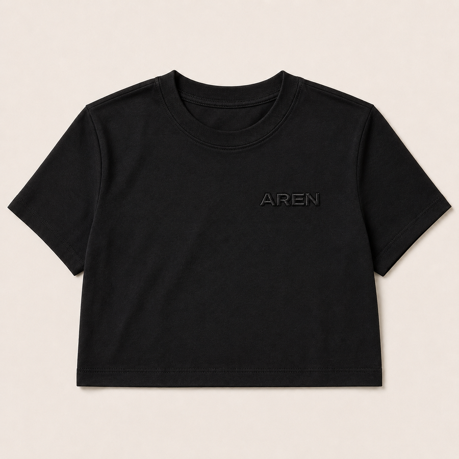 AREN BLACK TONAL Wo's Martina Crop Tee